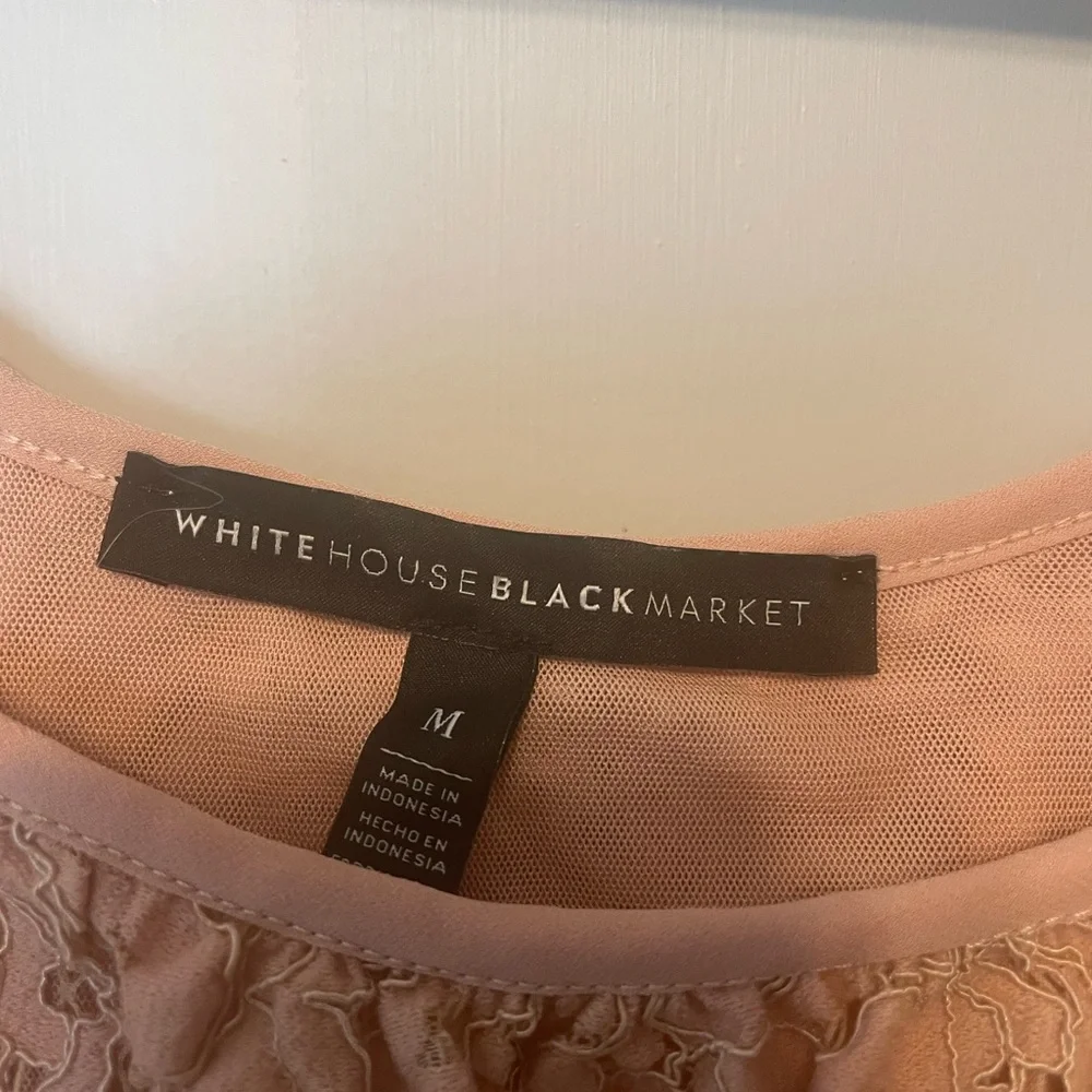 Bundle 2 White House Black Market Pink Lace Cold Shoulder Top & Lacy design. - Picture 3 of 14